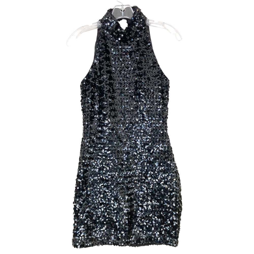 Vintage Hollywood Nites Black Sequin Mini Dress